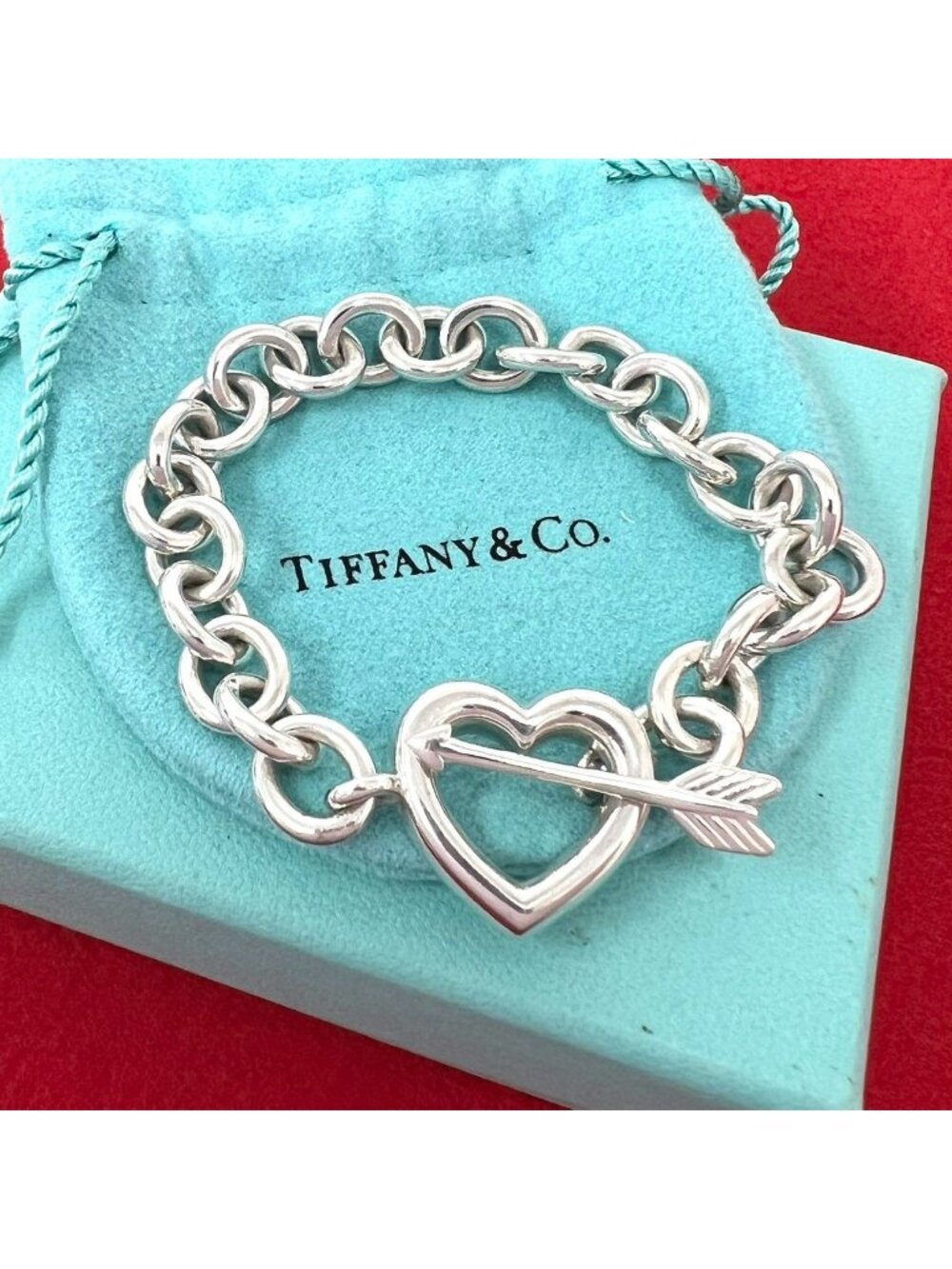 Tiffany & Co Vintage Heart Arrow Bracelet 925 Sterling Silver